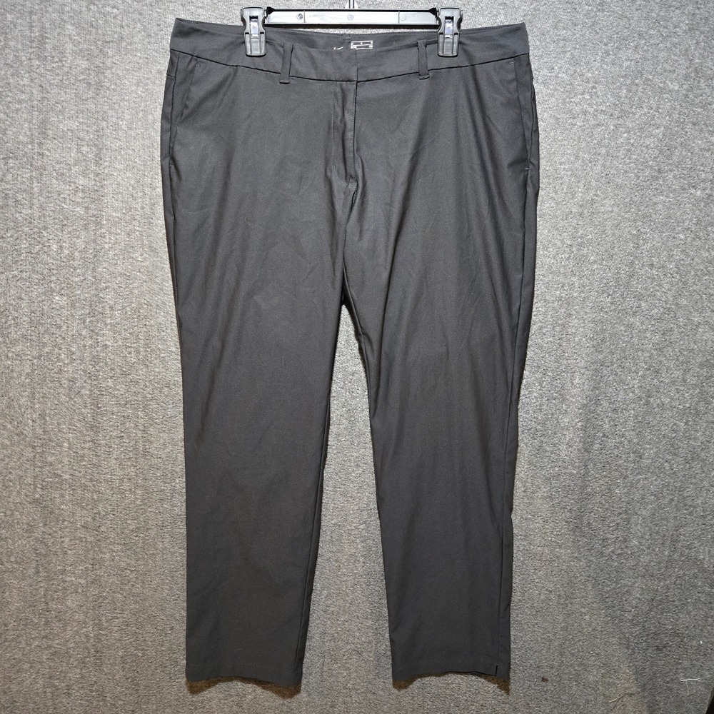 Nike Flex Woven Golf Pants Straight Leg Stretch Pockets Black Women's Size 14